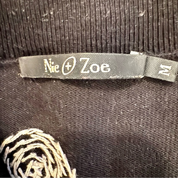 NIC+ZOE size M Coterie Cardigan fall cozy | Black w/ Gold Swirl Embroidery - Picture 6 of 6